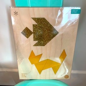 New Bright Beam Goods Fish/Fox Wood Tangram Puzzle Made in USA